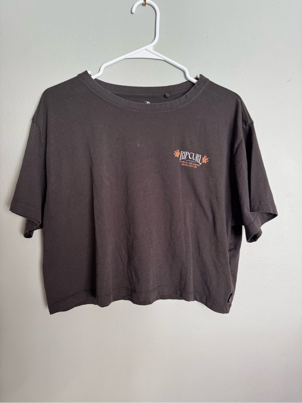 Rip Curl Black Crop Tee with Orange Logo
